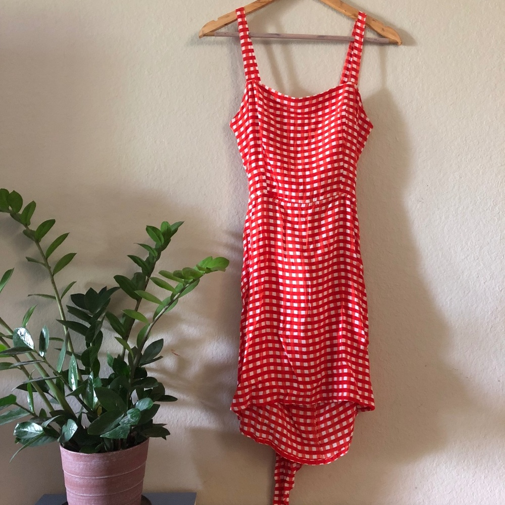 Faithfull the Brand Red and White Checkered Dress